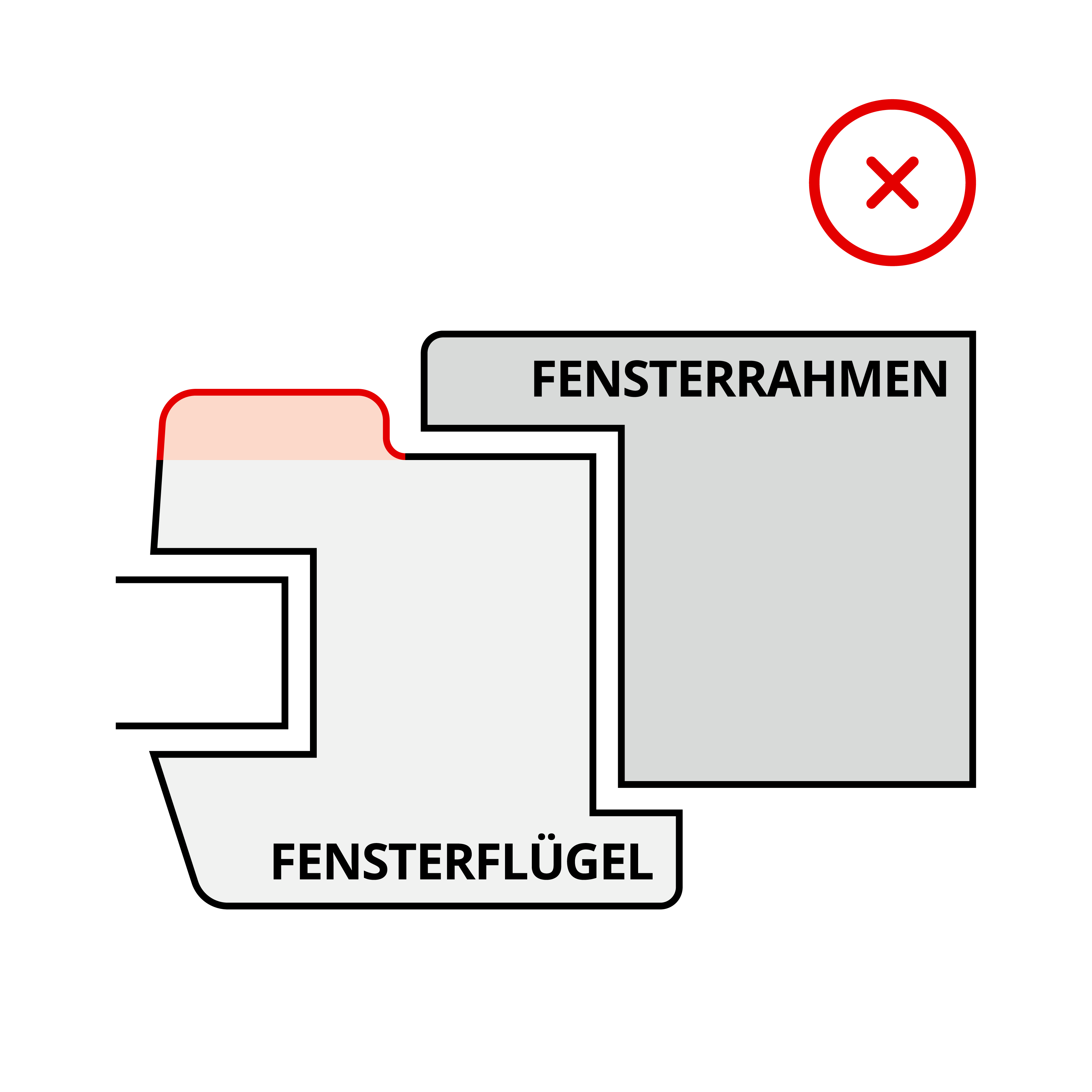 Skizze Fenster halbflächenversetzt - Fliegengitter Konfigurator